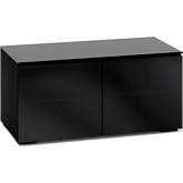 Oslo 221 44" TV Stand Cabinet in Black Oak w/ Smoked Black Glass Doors & Top